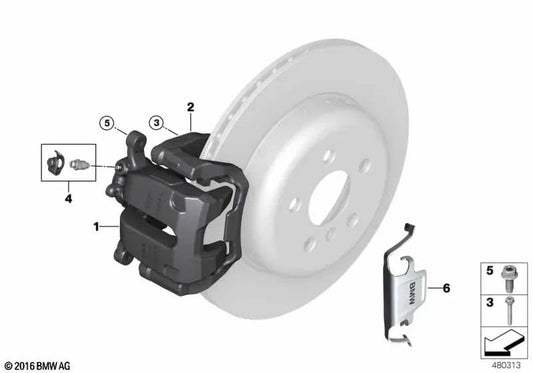 Rechte schwarze Bremsstütze für BMW G11, G12 (OEM 34206871664). Original BMW.