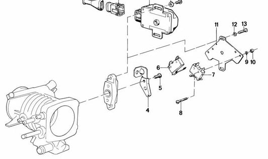 Interruptor mariposa acelerador OEM 13631358473 para BMW E12, E23, E24. Original BMW.