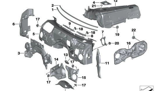 Aislante acústico cortafuegos motor izquierdo OEM 51487456401 para BMW Z4 G29. Original BMW.
