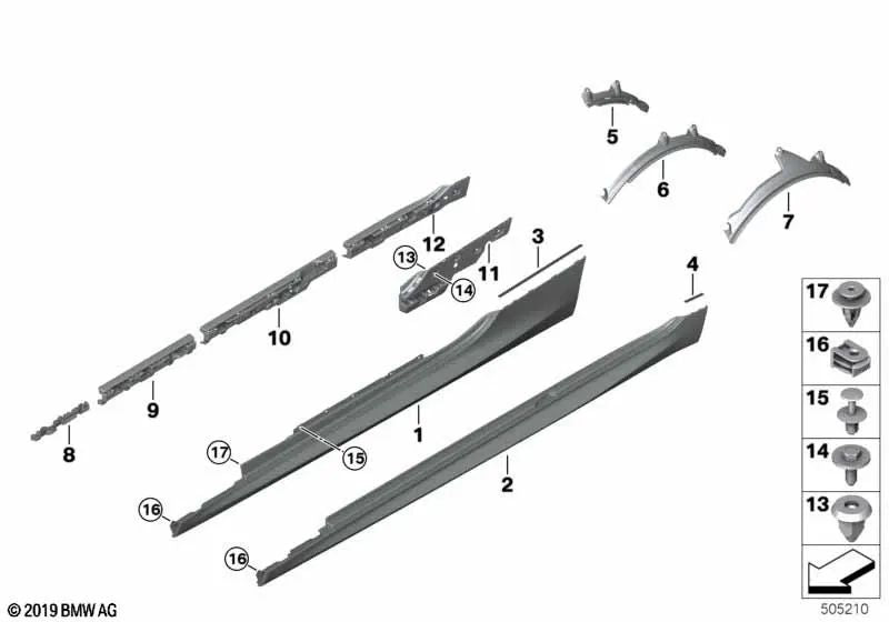 Rear right sill support for BMW F91, F92, G14, G15 (OEM 51777429060). Original BMW
