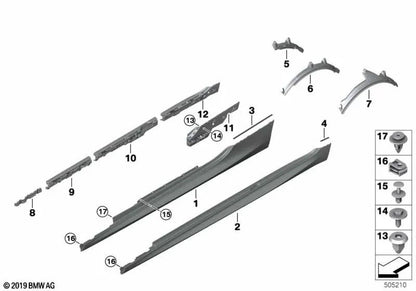 Umbral trasero derecho OEM 51777429060 para BMW G14, F91, G15, F92... y más. Original BMW.