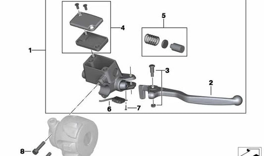 Ensemble de frein à main OEM 32727714787 pour motos BMW G 650 GS, G 650 GS Sertão. BMW Motorrad d'origine.
