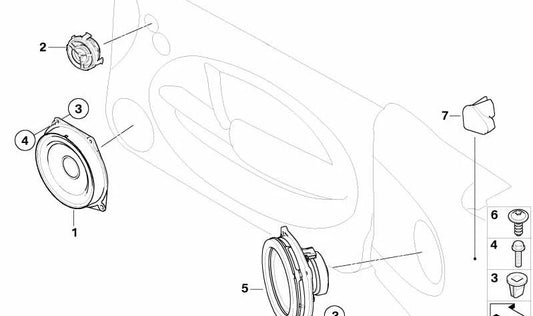 Junta altavoz derecha OEM 65136943078 para MINI Cooper R50, R52, R53. Original MINI.