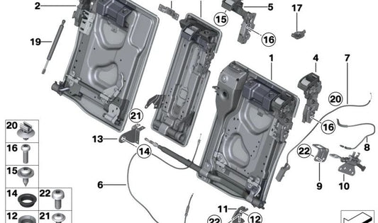 Chiusura giusta regolabile per la serie BMW 5 F11. BMW originale (OEM 52207253622).