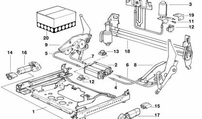 Eje ajuste altura del asiento derecho para BMW E34, E32 (OEM 52101964168). Original BMW