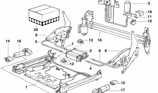 Guias de assento com ajuste elétrico prolongado OEM 52108168159 para BMW E34, E32. BMW original.