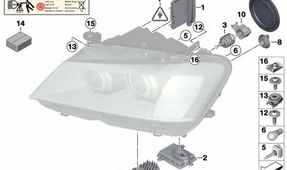 Tapa protectora derecha faro OEM 63117332086 para BMW X3 F25 {xDrive28i, sDrive18d, sDrive20i, sDrive28d}. Original BMW.