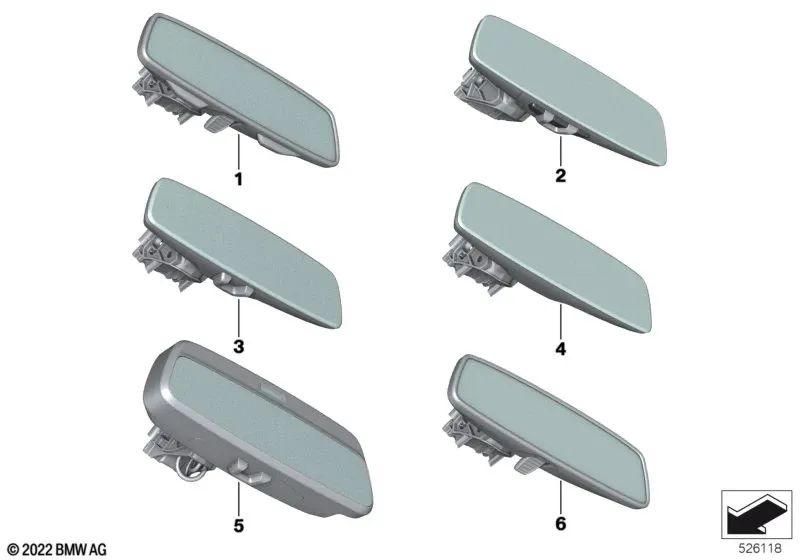 Specchio interno manuale / LED per BMW U11, U12 (OEM 51169471734). BMW originale