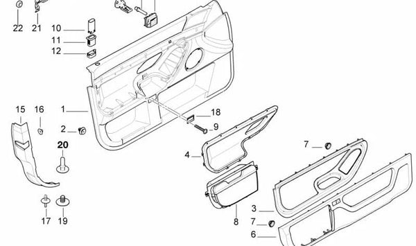 Panel de puerta de cuero delantero derecho OEM 51418213730 para BMW Serie 7 (E38). Original BMW.