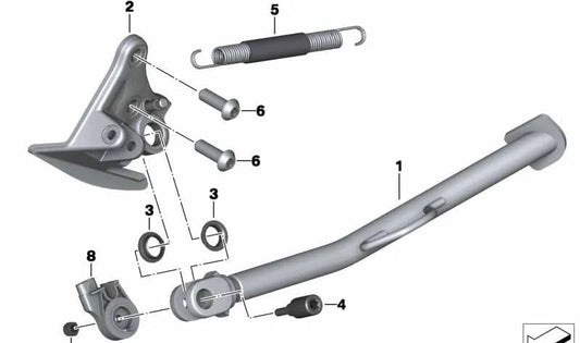 Soporte lateral corto OEM 46538541986 para motos BMW F 650 GS, F 800 GS (K72). Original BMW Motorrad.