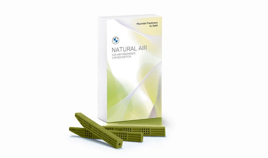 Recambios ambientador BMW Natural Air (3 recargas) Mountain Freshness OEM 83125B57E22 para BMW {F20, F30, G20, E46, X1, X3, X5, X6, Serie 1-8, Z4, i3, i4, iX, M2, M3, M4, M5, M6}. Original BMW.