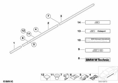 Moldura de puerta delantera derecha para BMW Serie 3 E36 (OEM 51131960732). Original BMW