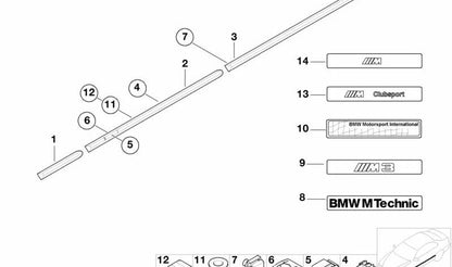 Moldura de protección puerta delantera izquierda para BMW Serie 3 E36 (OEM 51131960731). Original BMW.