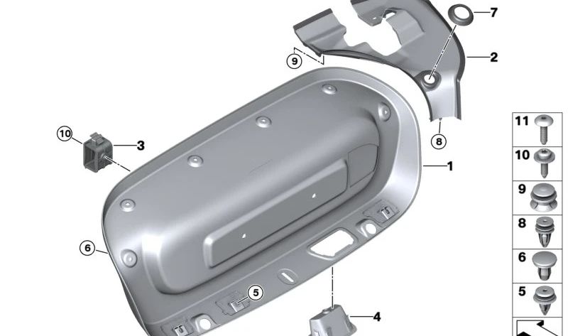 Soporte triángulo de advertencia OEM 51497375203 para MINI F56, F55, F56 BEV, F56 LCI, F55 LCI... y más. Original MINI.