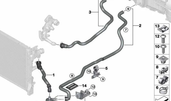 Tubo de refrigerante de retorno para BMW G32, G32N (OEM 64219348174). Original BMW