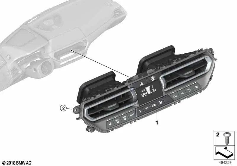 Painel de controle de ar condicionado para BMW 2 G42 Series 3 G20 Series, G21 Series 4 G22, G23, G26 Z4 G29 (OEM 64117910767). BMW original.