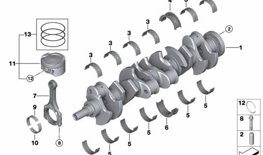 OEM yellow bench bearings 11217576760 for BMW F07, F10, F11, G30, F06, F12, F13, F01, F02, F04, G11, G12, E70, F15, G05, E71, E72, F16, G07. Original BMW.