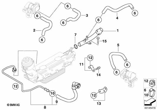 Manguera de agua para BMW Serie 7 E65 (OEM 11537792455). Original BMW