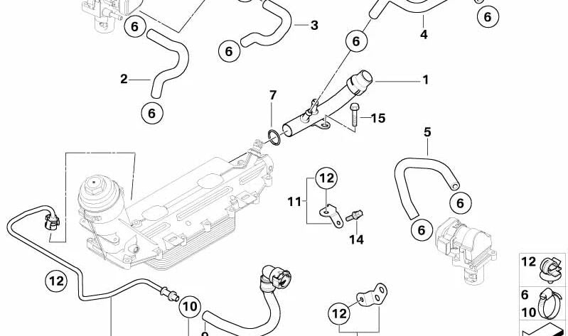 Retornar aquecimento do OEM do tubo 11537788147 para BMW E65 745D. Compatível com modelos com motor M67T e alteração automática. BMW original.