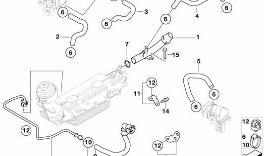 RETOUR TUBE OEM CHAUFFAGE 11537788147 pour BMW E65 745d. Compatible avec les modèles avec le moteur M67T et les changements automatiques. BMW d'origine.