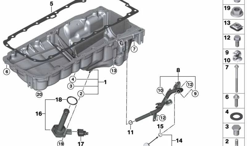 Cárter de óleo para BMW E70N, E71 (OEM 11138573880). BMW original