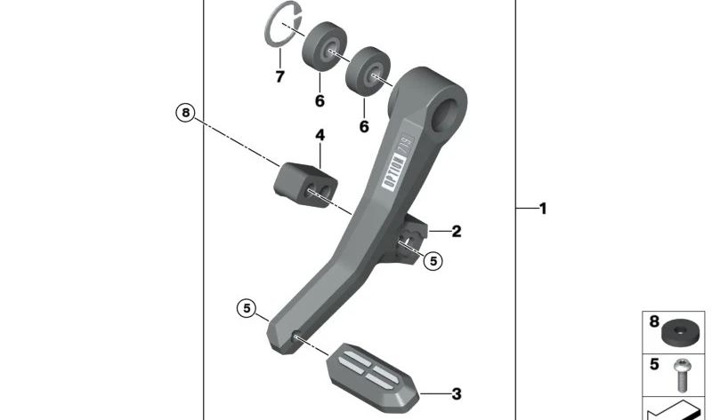 Pedal del cambio SHADOW OEM 23417923281 para motos BMW R1300 GS (KA1), R1300 GS Adventure (KA2). Original BMW Motorrad.