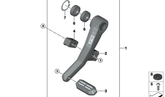 Pedal del cambio SHADOW OEM 23417923281 para motos BMW R1300 GS (KA1), R1300 GS Adventure (KA2). Original BMW Motorrad.