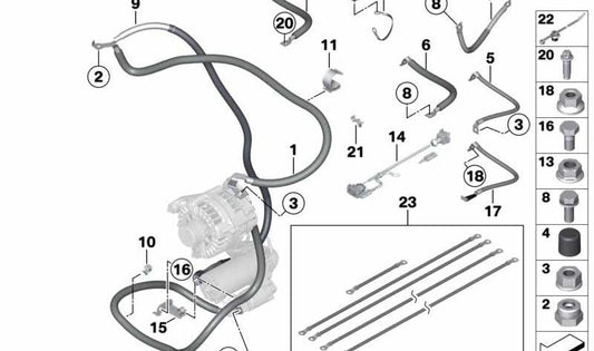 OEM cable support 12517809772 for BMW F07, F07N, F10N, F11N, F06, F06N, F12, F12N, F13, F13N, F15, F85, F16, F86. Original BMW.