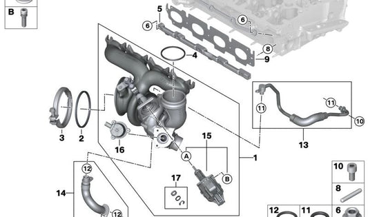 Tubería de alimentación de aceite OEM 11428629969 para BMW F40, F44, F45, F46, G20, G21, G28, G22, G23, G26, G30, G31, G32, G11, G12, F48, F39, G01, G02, G05, G06, G29 y MINI F54, F55, F56, F57, F60. Original BMW y MINI.