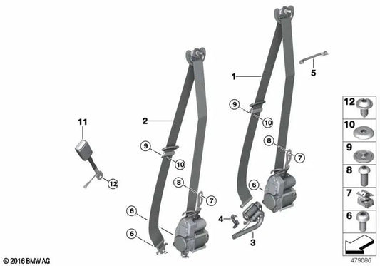 Corrente frontal superior direita para BMW X5 F15, F85, X6 F16, F86 (OEM 72117384678). BMW original