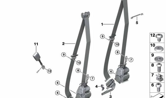 Cierre de cable de seguridad OEM 72117297131 para BMW F15, F85, F16, F86. Original BMW.
