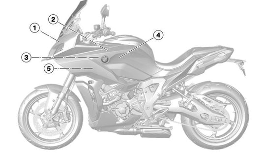 Embellecedor superior derecho OEM 51149443434 para BMW Motorrad S 1000 XR K69 (12/2018 - 11/2023). Original BMW Motorrad.