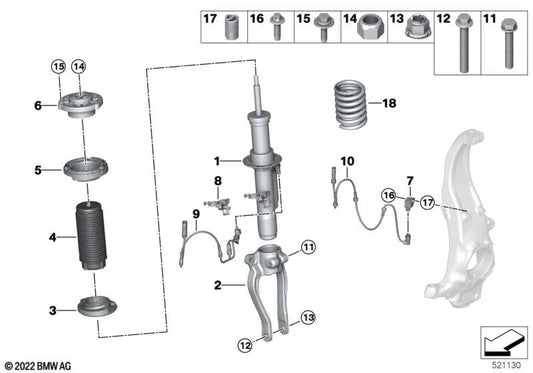 Amortecedor dianteiro esquerdo VDC para BMW Série 5 G30N, G31, G31N (OEM 37106866533). BMW original