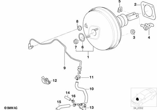 Vakuumrohr für BMW 5 E39 -Serie (OEM 34331164124). Original BMW
