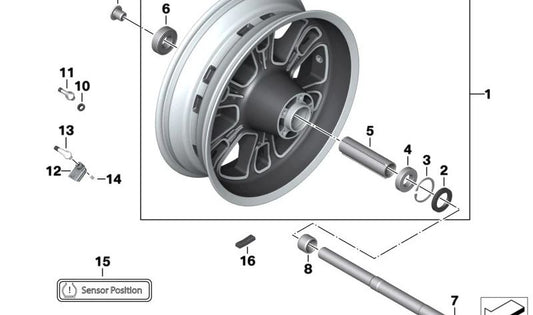 Rueda trasera bicolor OEM 36315A65526 para motos BMW R 18 B, R 18 Transcontinental. Original BMW Motorrad.