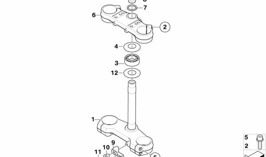 Tija superior de horquilla OEM 31427711302 para BMW Motorrad K1. Original BMW Motorrad.