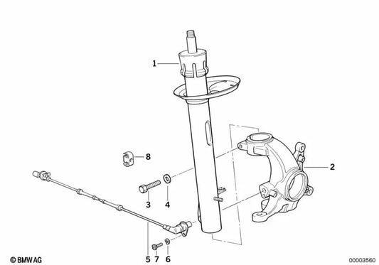 Schwenklager a destra per BMW E34 (OEM 31211140928). BMW originale