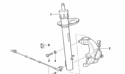 Left front shock absorber OEM 31311090295 for BMW E34. Original BMW spare.