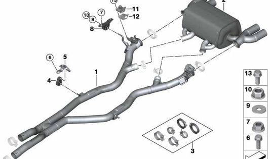 Intermediate Muffler for BMW F82 (OEM 18308057991). Genuine BMW