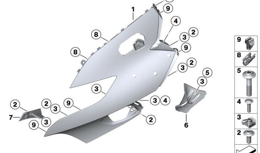 Parte superior revestimiento derecho OEM 46631540838 para motos BMW K1600 GTL, K1600 Bagger. Original BMW Motorrad.