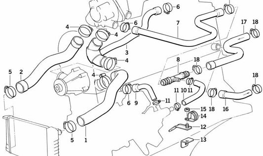 Manguera de refrigerante OEM 11532241080 para BMW E30. Original BMW.