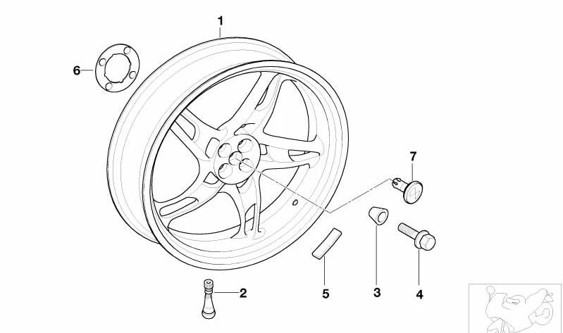 Rueda trasera OEM 36317674153 para BMW Motorrad R1100S, R1100RS. Original BMW Motorrad.