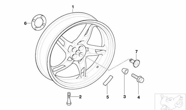 Rueda trasera OEM 36312331692 para BMW Motorrad R1100S, R1150RS, R1150RT, R850RT... y más. Original BMW Motorrad.
