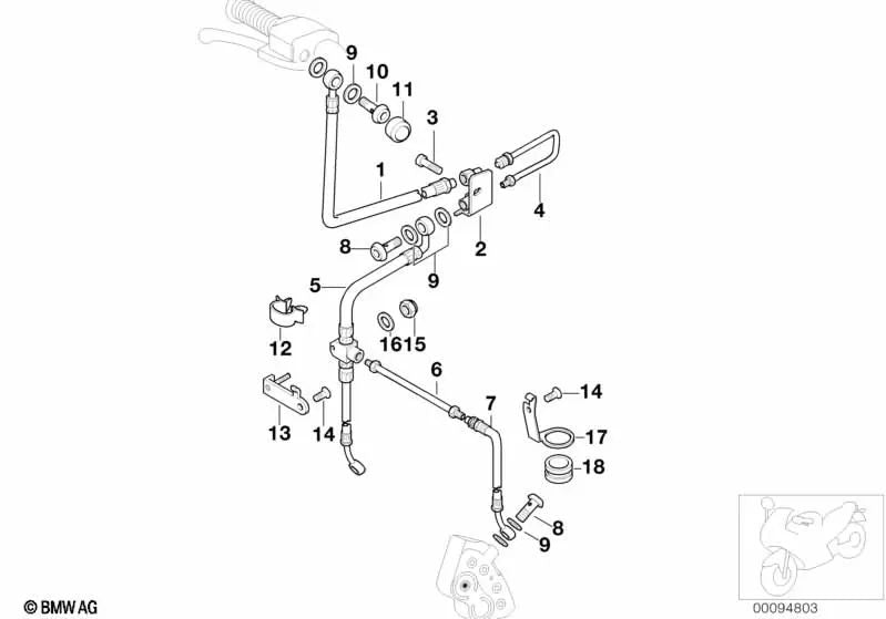 Cable retainer for BMW 5 Series E39, 7 Series E32, 8 Series E31, BMW Motorrad G K02, K03, R13, K K41, R K25 (OEM 12521733330). Original BMW
