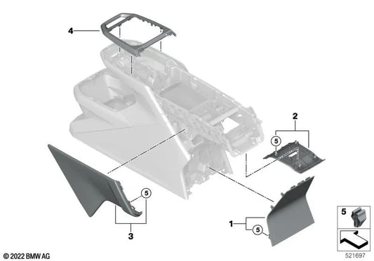 Couverture de la console centrale pour BMW i20 (OEM 51169490590). BMW d'origine