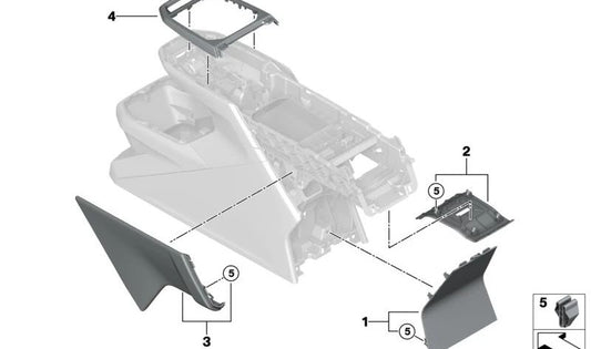 Embellecedor consola central trasera inferior OEM 51169490592 para BMW iX (I20). Original BMW.