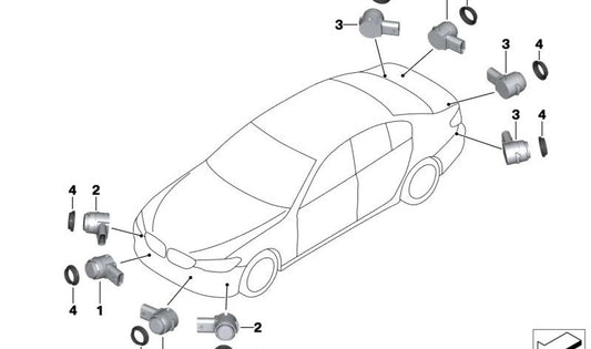 Donington OEM GRAY OLTRASONIC PARKING SENSOR 66209827048 FOR BMW F90N, G30N, G11N, G12N, F91, F92, F93, G14, G15, G16, F95, F96. Original BMW.
