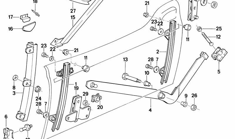 Palanca izquierda mecanismo ventana OEM 51332290149 para BMW Z1 (E30) Producción 1988-1991. Original BMW.