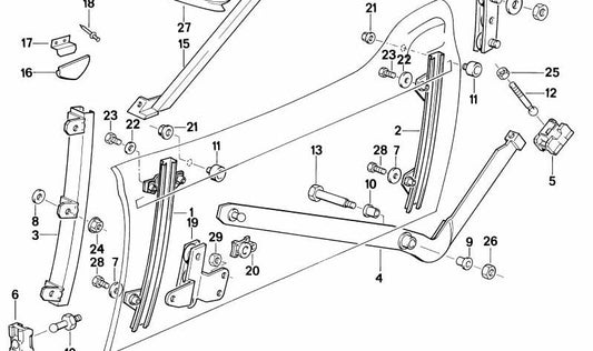 Palanca izquierda mecanismo ventana OEM 51332290149 para BMW Z1 (E30) Producción 1988-1991. Original BMW.