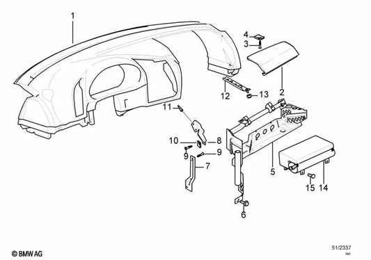 Instrument panel cover for BMW 3 Series E36 (OEM 51458172697). Original BMW